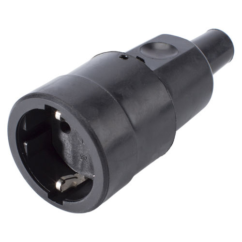 SCHUKO, 2-pole screw-type cable socket, straight, max. 2.5 mm², black