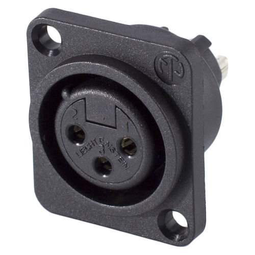 NEUTRIK® XLR, 3-pin, NC3FPP, plastic built-in socket, vers. Cont., Type D, black