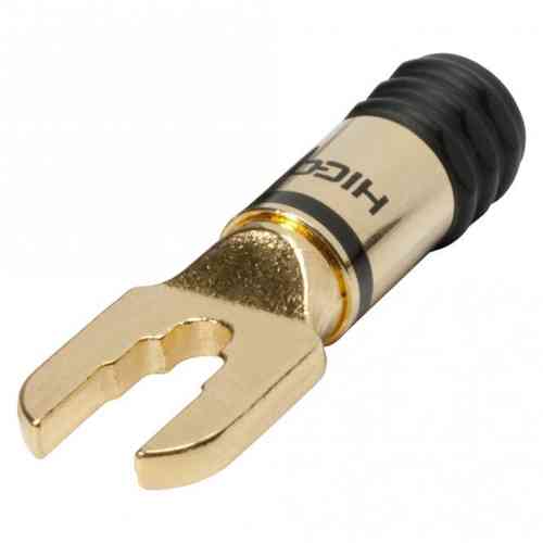 Hicon cable lug HI-CT05-BLK real gold-plated, with black screw terminal