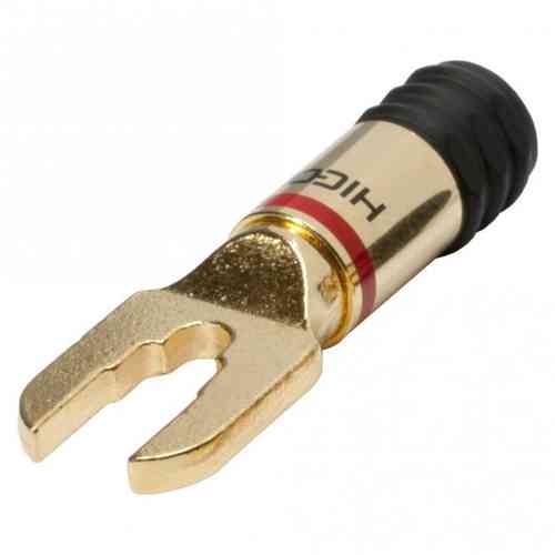 Hicon cable lug HI-CT05-RED, real gold-plated, with red screw terminal