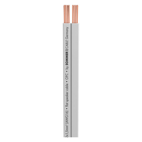 Sommer Cable Lautsprecherkabel Tribun, Flat-Design; 1 x 2 x 1,50 mm²; weiß