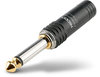 HICON jack (6.3mm) NOISEFREE 2-pin, solid gold tip, straight, black