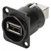 NEUTRIK USB, 4-pin, metal, built-in patch socket, gold contacts, type D, black chrome-plated