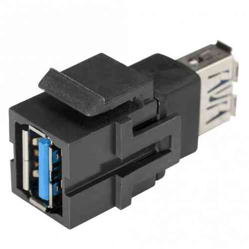 USB 3.0, Kunststoff-, Patch-Einbau, Keystone Clip-In, schwarz