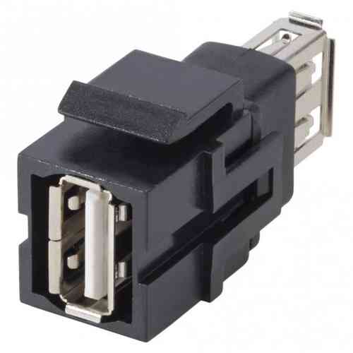 USB 5-pol Kunststoff-, Patch-Einbaubuchse, Keystone Clip-In, schwarz