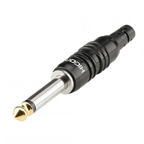 HICON jack (6.3mm), 2-pole, metal, soldering technology cable connector, straight, black