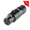 HICON Mini-XLR compact, 3-pin, metal, soldering technology cable socket, gold-plated contact, straig