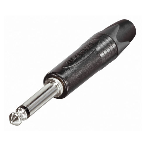 NEUTRIK® jack plug (6.3mm) 2-pin, NP2X-BAG, pin nickel-plated, straight, black chrome-plated