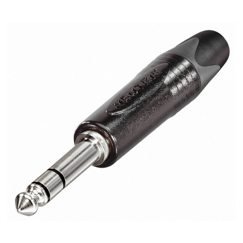 NEUTRIK® jack plug (6.3mm) 3-pin, NP3X-BAG, pin nickel-plated, straight, black chrome-plated