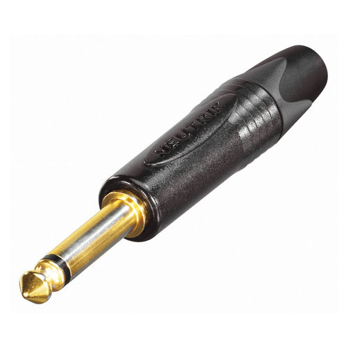 NEUTRIK® jack plug (6.3mm) 2-pin, NP2X-B, pin gold-plated, straight, black chrome-plated