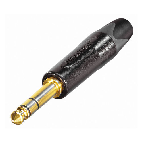 NEUTRIK® jack plug (6.3mm) 3-pin, NP3X-B, pin gold-plated, straight, black chrome-plated