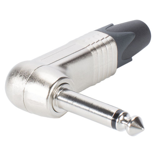 NEUTRIK® jack plug (6.3mm) 2-pin, NP2RX, pin, nickel-plated, angled, nickel-colored