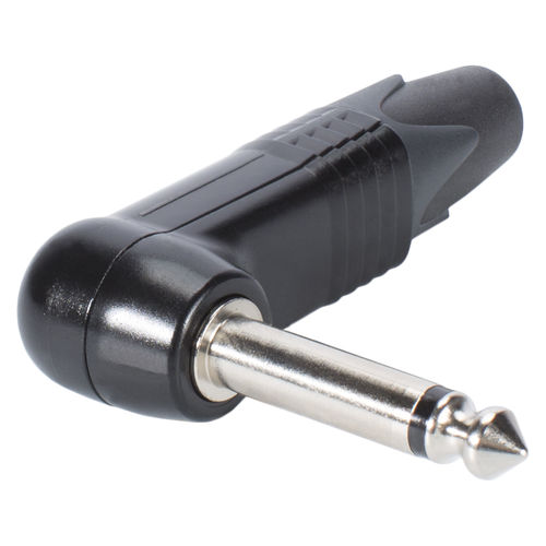 NEUTRIK® jack plug (6.3mm) 2-pin, NP2RX-BAG, pin ni., Angled, black