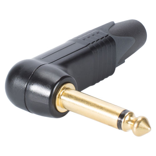 NEUTRIK® jack plug (6.3mm) 2-pin, NP2RX-B, gold-plated pin, angled, black