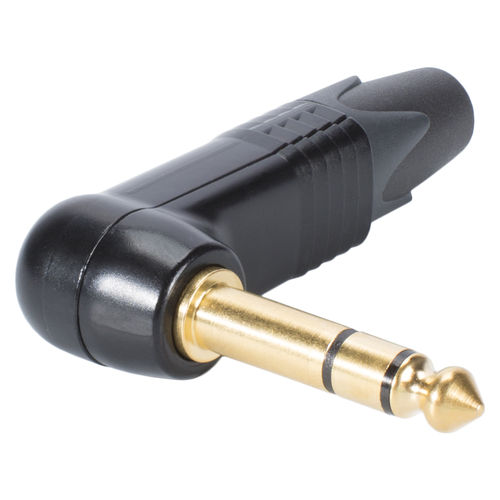NEUTRIK® jack plug (6.3mm) 3-pin, NP3RX-B, pin gold-plated, angled, black