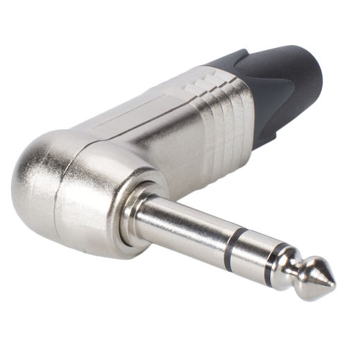 NEUTRIK® jack plug (6.3mm) 3-pin, NP3RX, pin, nickel-plated, angled, nickel-colored