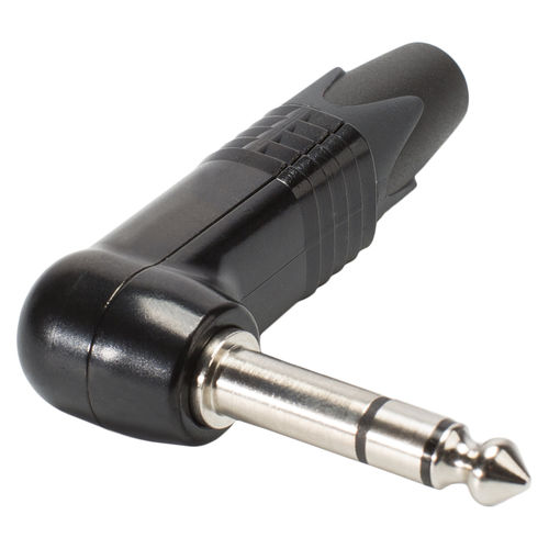 NEUTRIK® jack plug (6.3mm) 3-pin, NP3RX-BAG, pin nickel., Angled, black