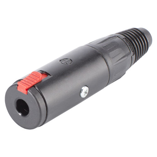 NEUTRIK® jack socket (6.3mm), 3-pin, NJ3FC6-BAG, vers. Contacts, straight, black chrome-plated
