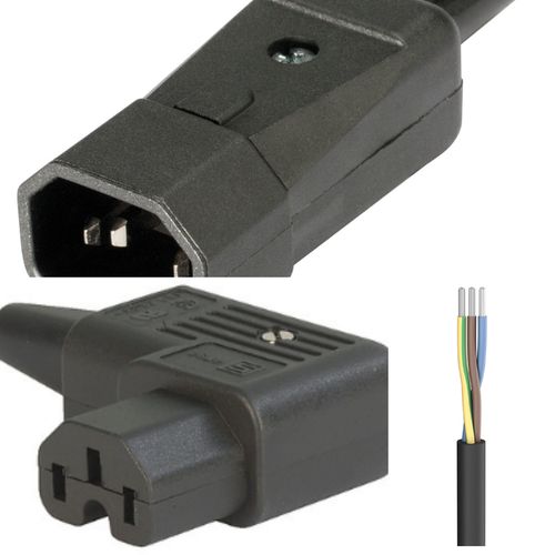 ommercable Silcoflex power cable cold appliance socket angled/cold appliance plug straight